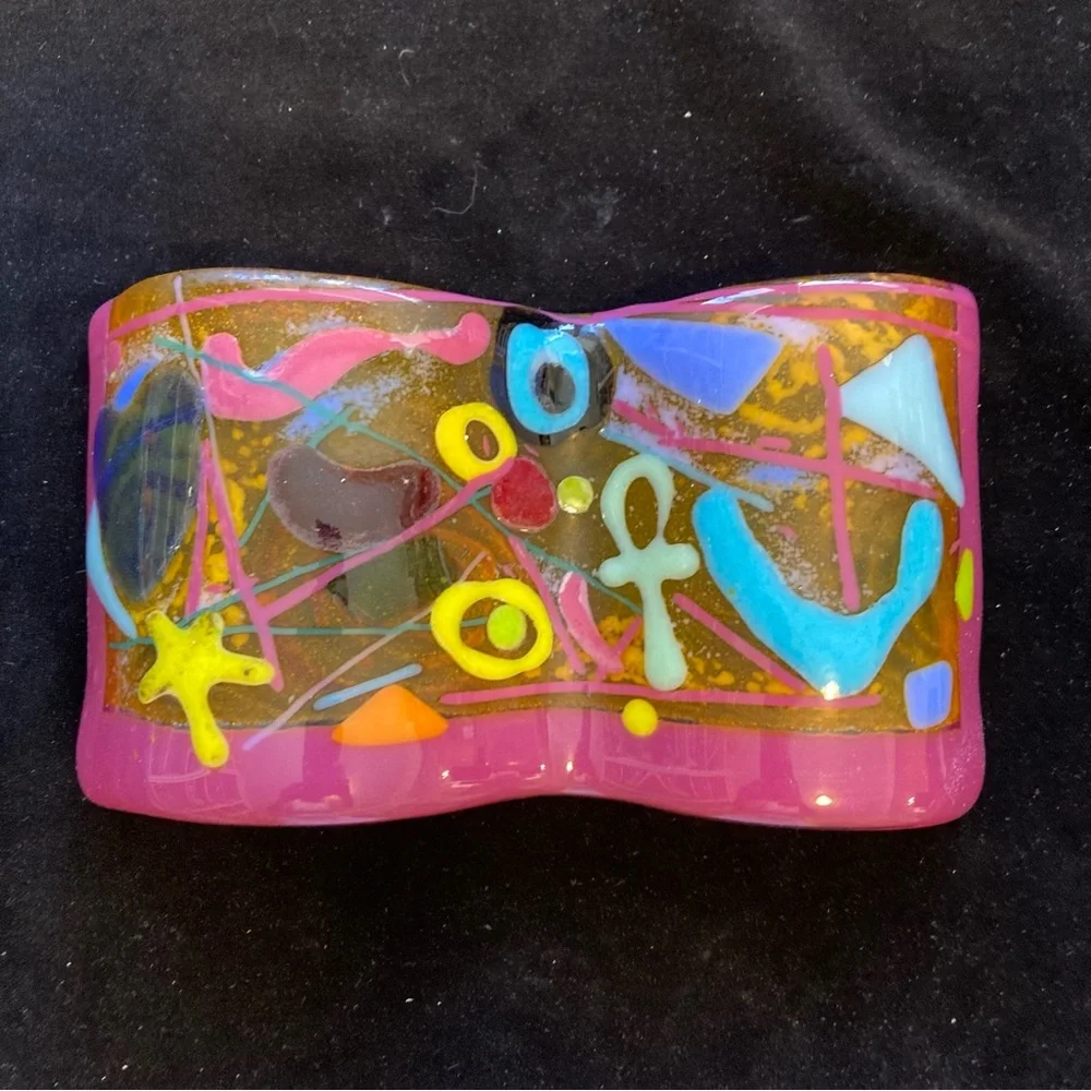 Mermaids Heart”Handmade Fused Art Glass Wave Original  10” X 4.5”Freestanding - Picture 3 of 12